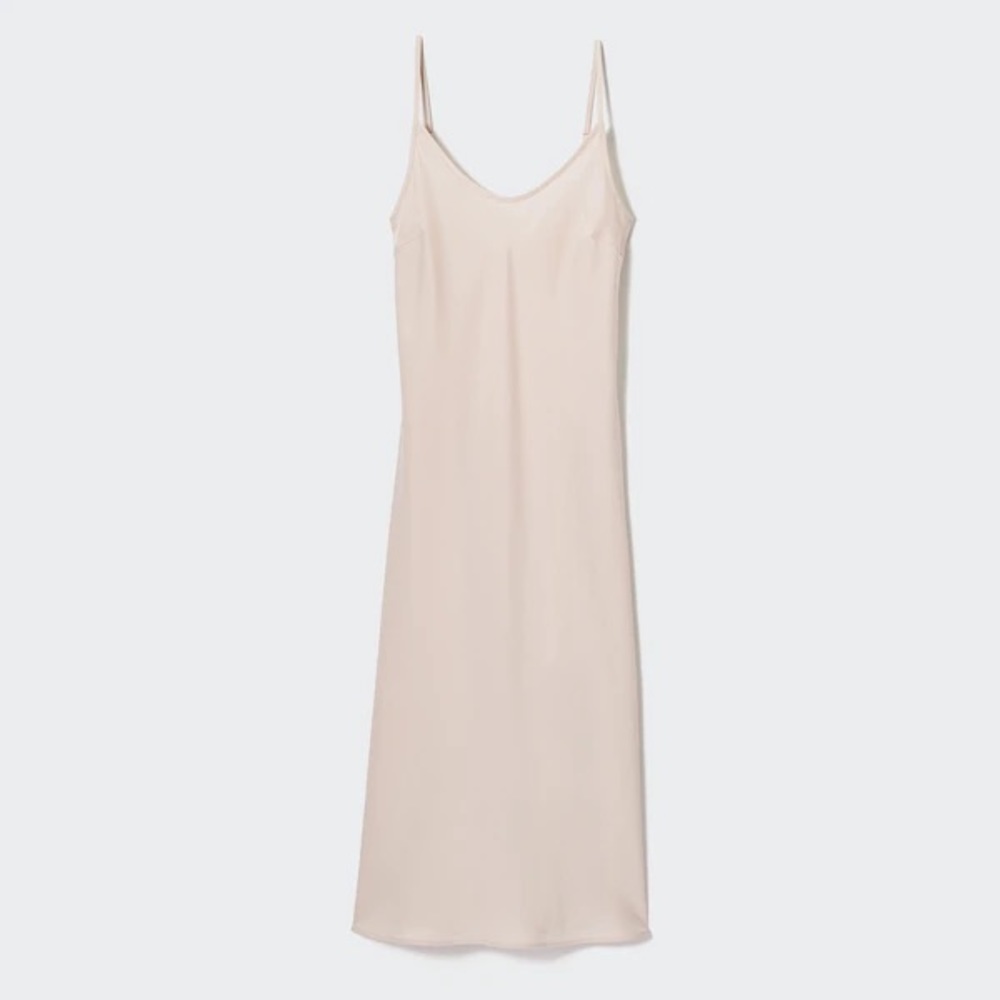 NWT UNIQLO SATIN CAMISOLE DRESS - NATURAL (XS)